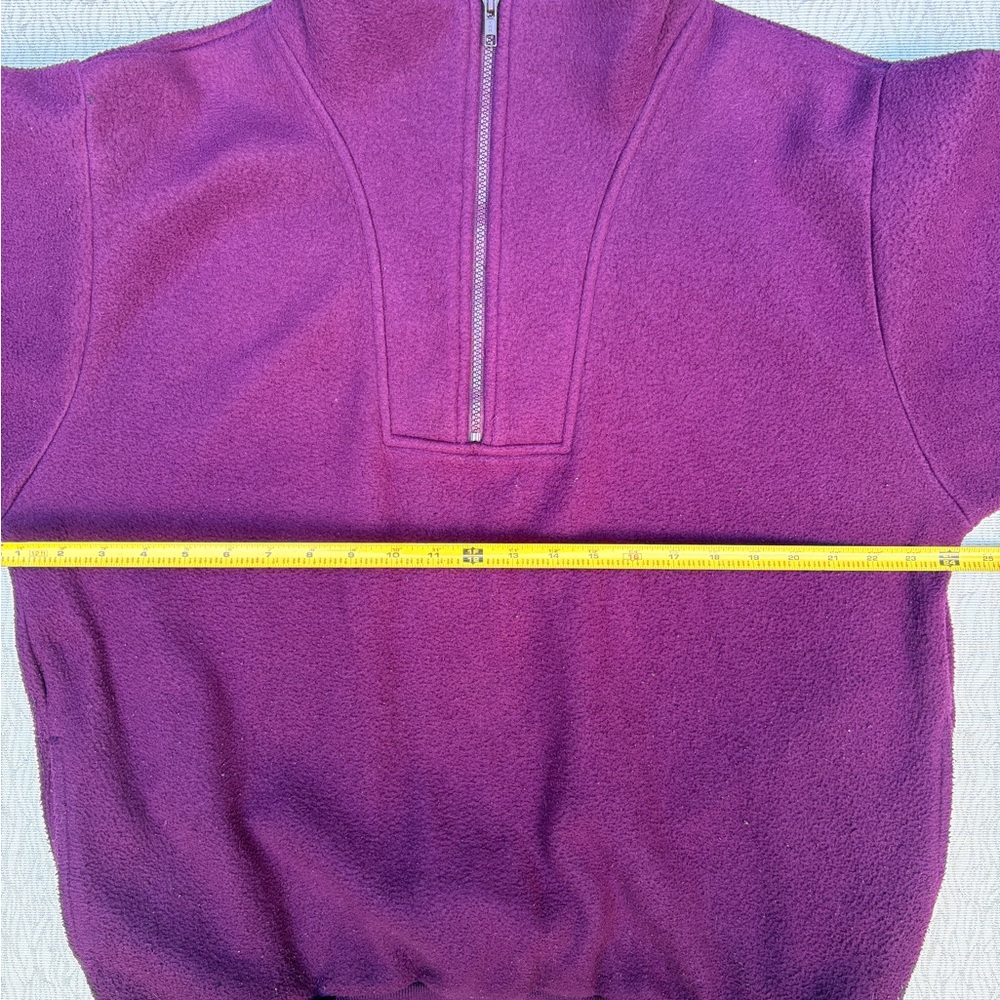 Vintage Women's XL Quarter Zip-Up Deep Purple Fleece Sweater - Picture 6 of 8